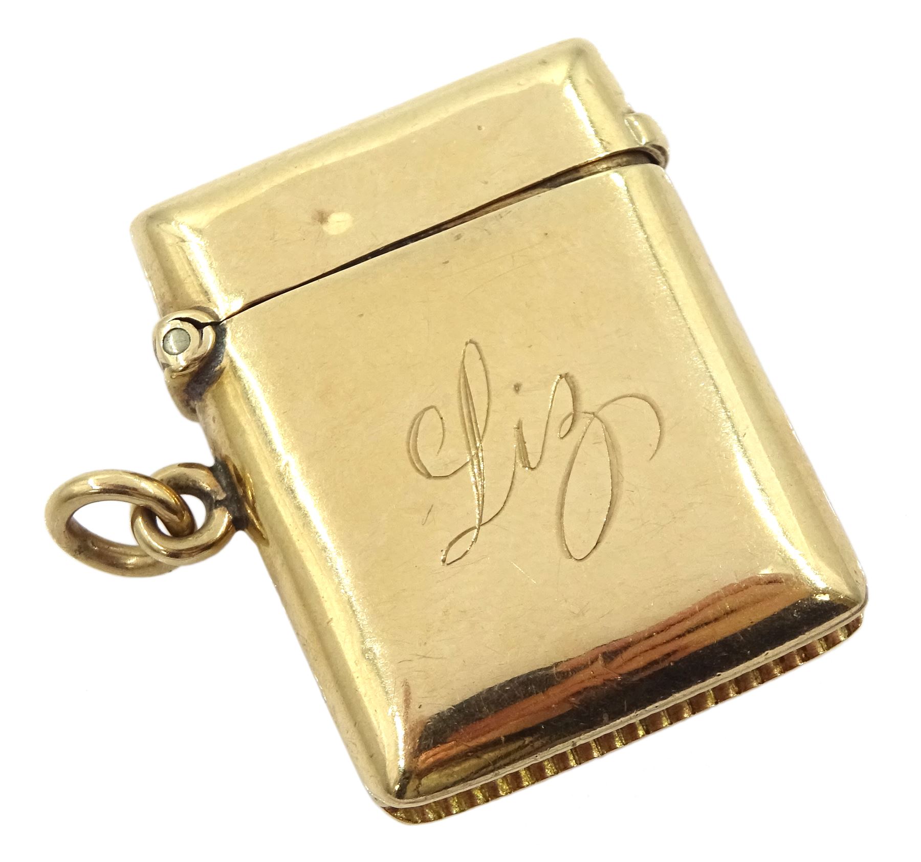 Edwardian 9ct gold vesta case, Chester 1906