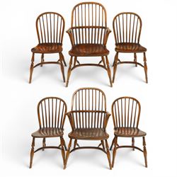 Batheaston Bespoke Furniture Harrogate - set of six (4+2) oak Windsor dining chairs, hoop ...