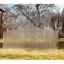 Edwardian etched and cut glass window panel, ex Duke of Wellington Hotel, York. 107cm x 70cm.  - COLLECTION BY APPOINTMENT FROM: The White House, Thirsk Road, Easingwold, York, YO61 3NF - CALL 01723 507111 TO ARRANGE