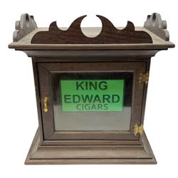 King Edward cigars countertop display advertising cabinet, with 'King Edwards Cigars' upon the glass and back opening door, H45cm, L42cm