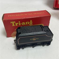 Hornby/Tri-Ang ‘00’ gauge - nine locomotives to include Britannia Class ‘Britannia’ 4-6-2 no.70000 in BR green; Class M7 4-4-0 Tank no.30027 in BR black; Princess Class ‘Princess Victoria’ 4-6-2 no.46205 in BR black; in original boxes; further loose models Princess Class ‘Princess Elizabeth’ 4-6-2 no.46201 in BR green; Class 3F 0-6-0 tank no.7606 in LMS crimson; TR double ended diesel locomotive; three further tank locomotives and one loose tender (10) 
