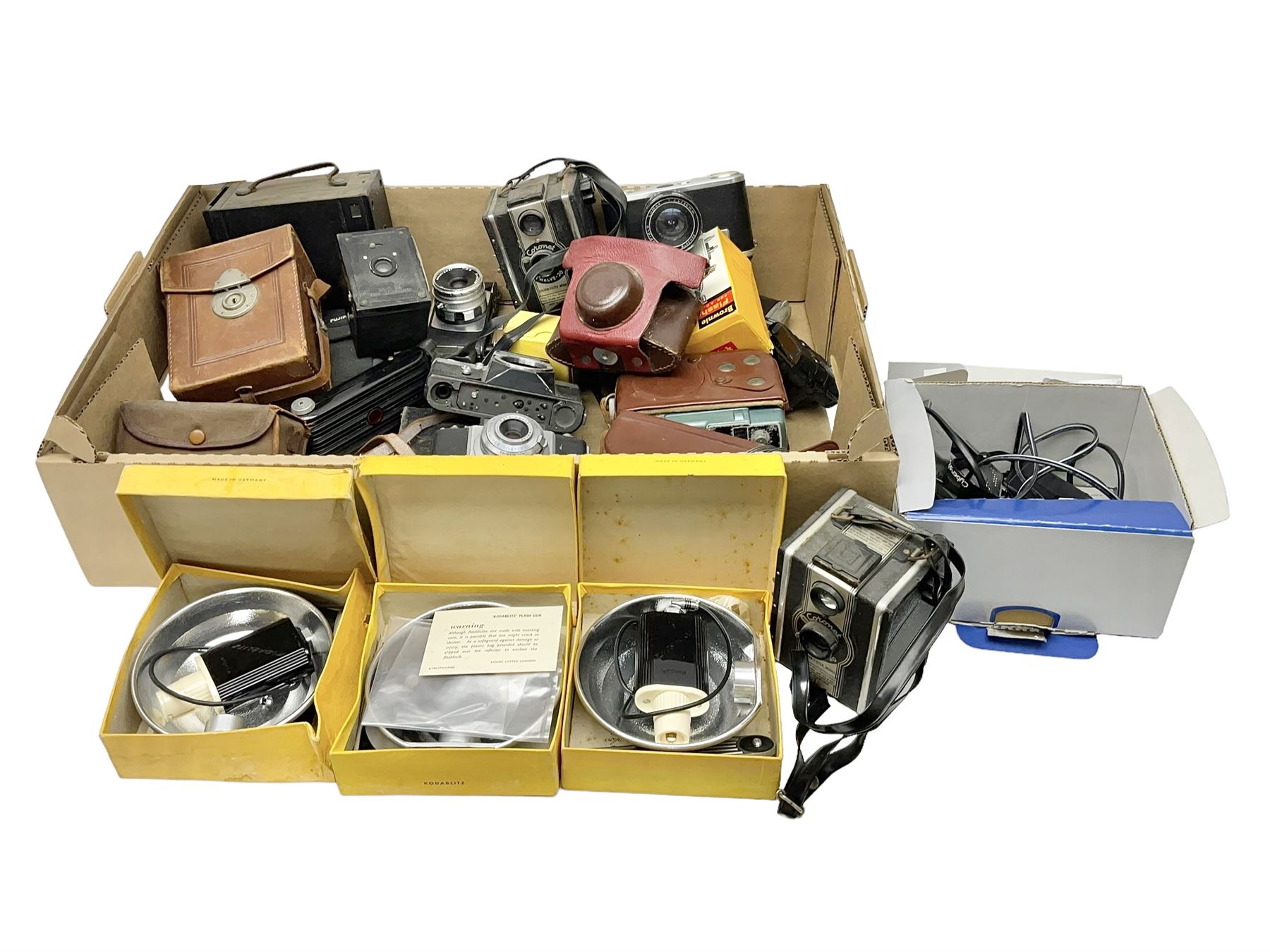 Corfield Periflex Gold Star camera body with Lumax 1:2:4 50mm lens, and other camera bodies and equipment