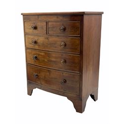 Victorian mahogany bow front chest, fitted with two short and three long drawers 