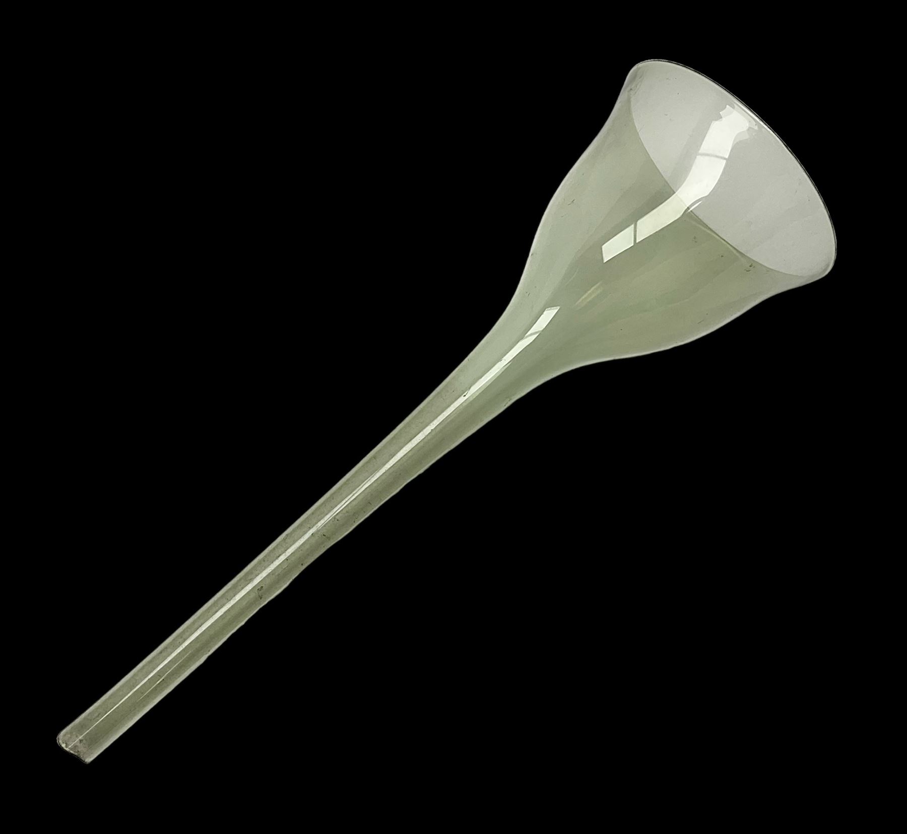 Georgian hand-blown green glass wine funnel, H32cm