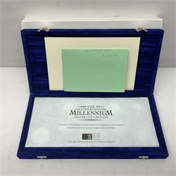 The Royal Mint United Kingdom 2000 silver proof Millennium coin collection, including Maundy coins, number 6384, cased with certificate 