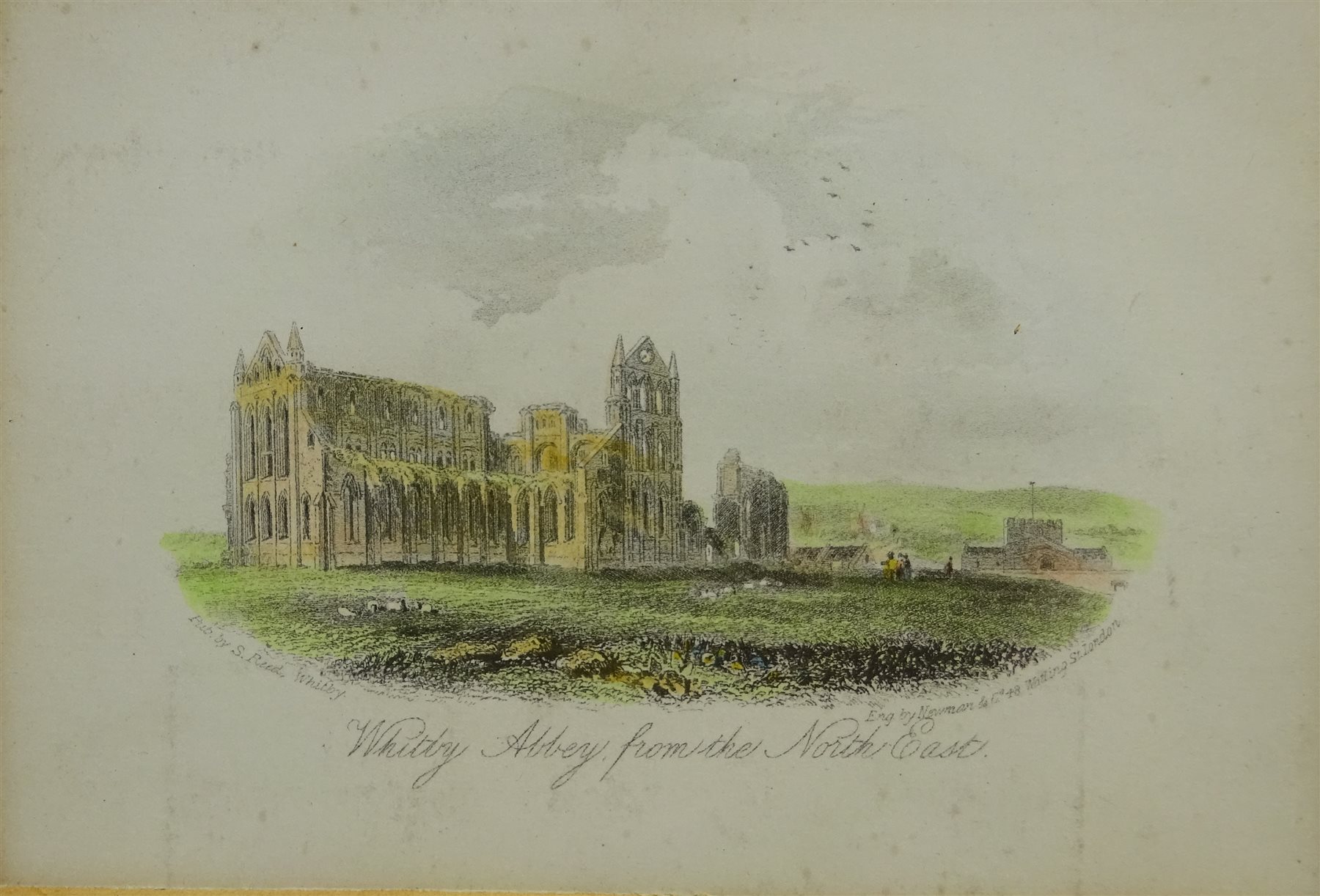 'Whitby Abbey from the North East', 19th century hand coloured
