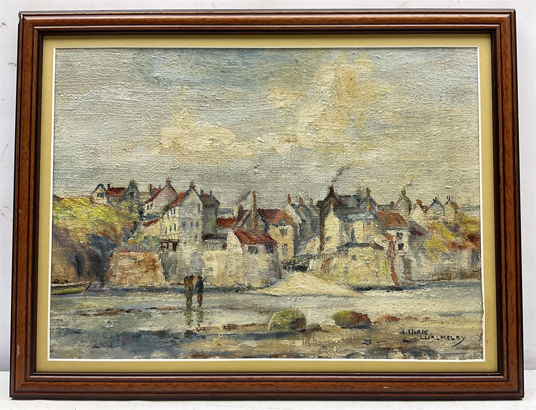 James Ulric Walmsley (British 1860-1954): The Landing and Seawall Robin Hoods Bay, oil on canvas laid on board signed 25cm x 34cm