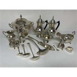 Collection of silver plate and a hallmarked silver napkin ring