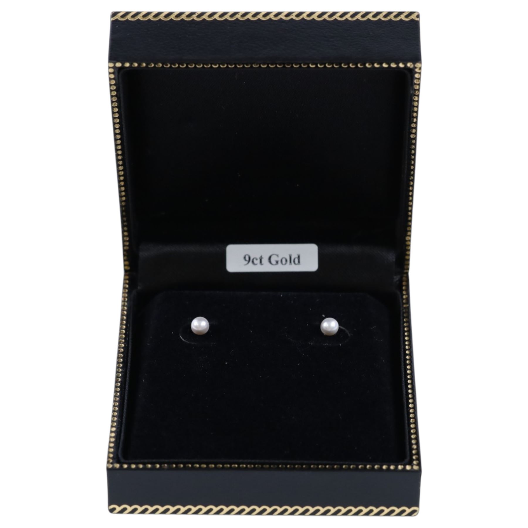 Pair of 9ct gold freshwater pearl stud earrings, boxed