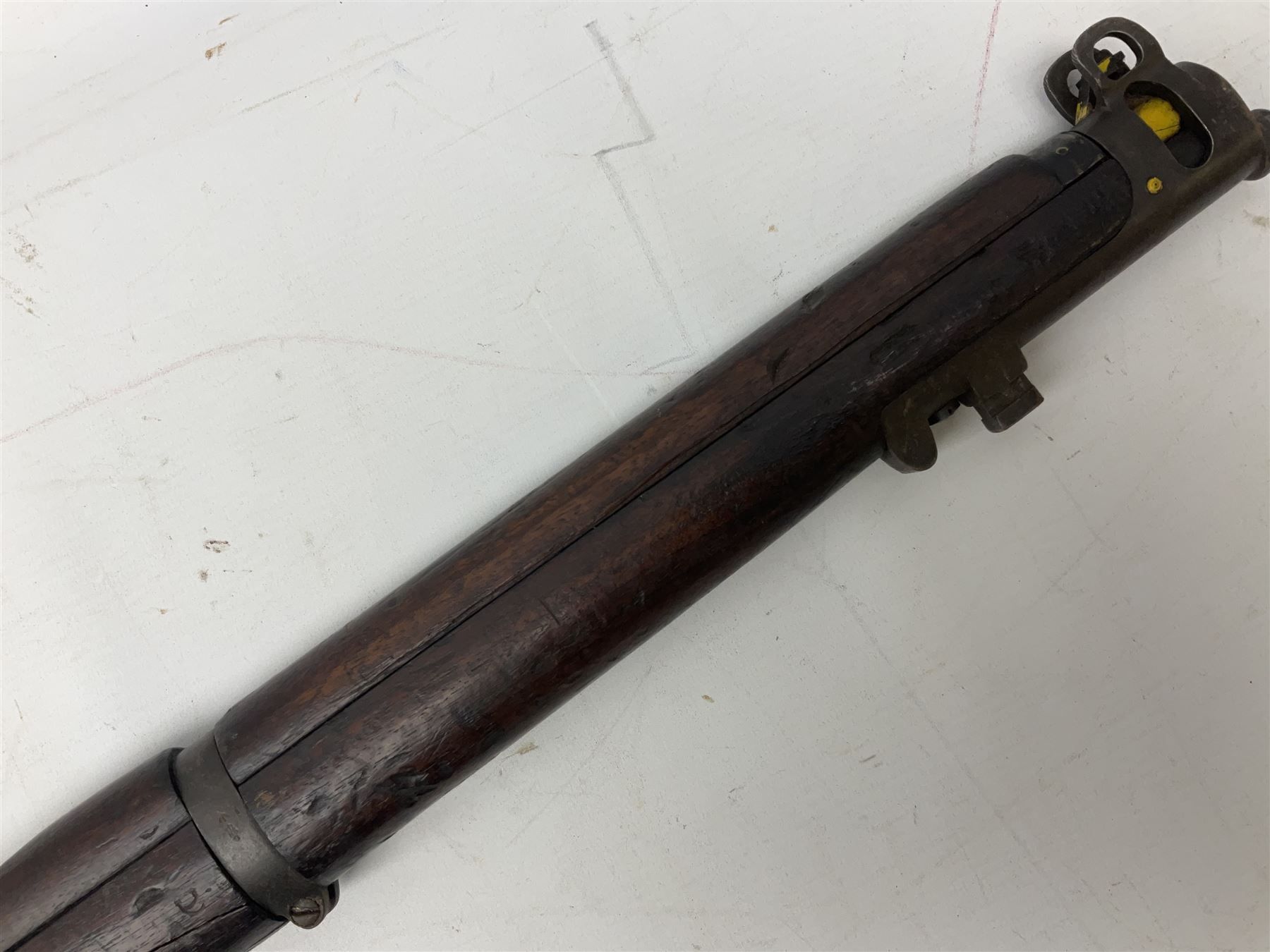 WW1 Lee Enfield SMLE bolt-action rifle, dated 1918, with single barrel band and bayonet fitting L113cm FIREARMS CERTIFICATE REQUIRED OR RFD