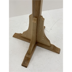 *Light ash wood clothes stand, four out splay branches, on cruciform base, H128cm, W100cm