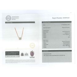 18ct rose gold diamond pendant necklace, the principal asscher cut white diamond of 0.71 carat, with round brilliant cut fancy pink diamond surround, total pink diamond weight 0.12 carat, with International Gemological Report