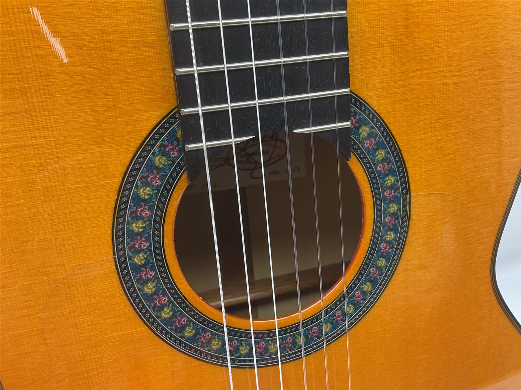 2019 A. Burguet Valencia hand made Flamenco guitar model IF-001 with spruce top and cypress wood back and sides; bears maker's label, L98cm; in original Burguet fitted hard carrying case