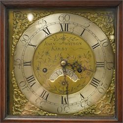 18th century oak longcase clock, brass and silvered dial by John Watson Kirby