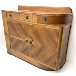 Art Deco oak sideboard, raised shaped ba
