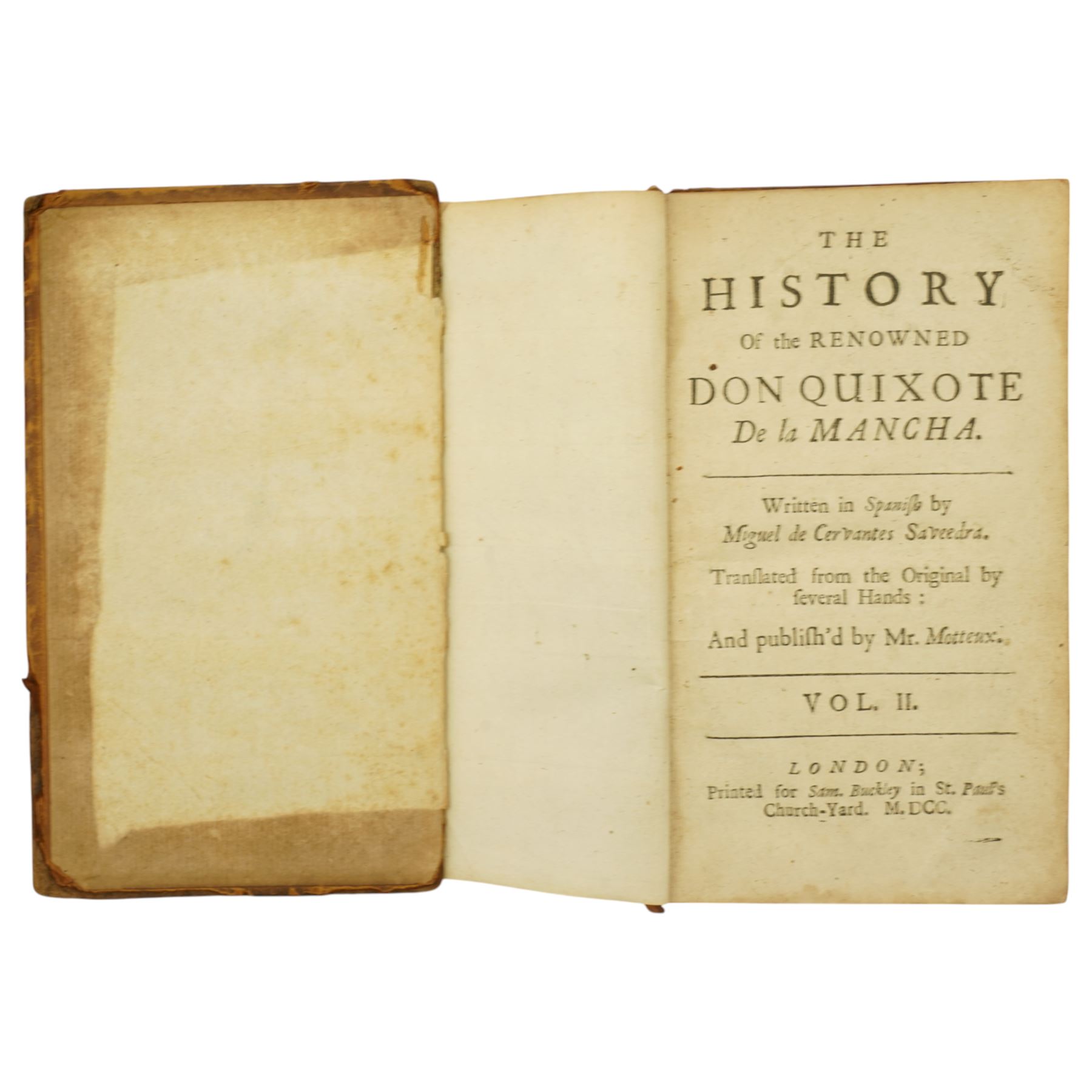 Camden, William - Camden's Britannia Newly Translated into English, published by Edmund Gibson 1695, lacking maps and five various early 18th century volumes 'Don Quixote'