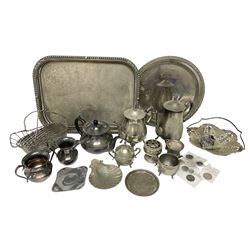 Quantity of Victorian and later silver plated metal ware, to include tray, teapots, etc