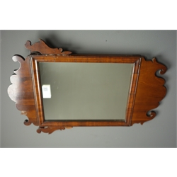  19th century walnut Chippendale style fret work wall mirror (30cm x 50cm), and another similar mirror  