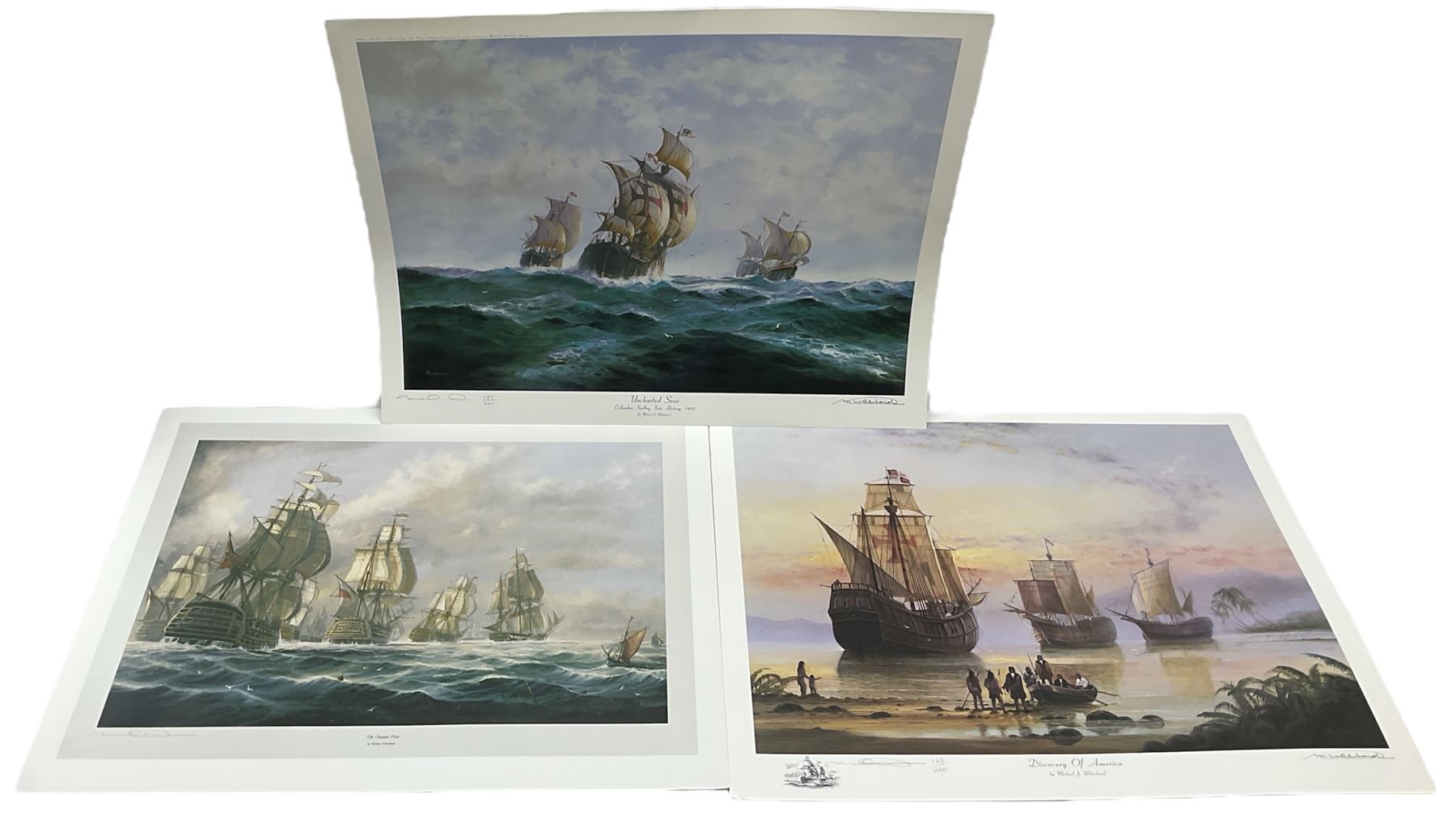 Michael James Whitehand (British 1941-): 'Shipping on the River Humber', limited edition colour print signed and numbered 191/200 together with six further unframed max 60cm x 81cm