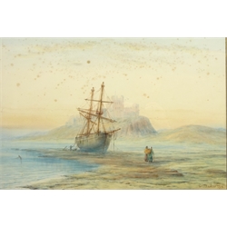  'Bamburgh Castle - Wreck of the Mary' and 'Minsteracres, Riding Mill', two watercolours signed and dated 1913 by W Baker 36.5cm x 53cm (2)  