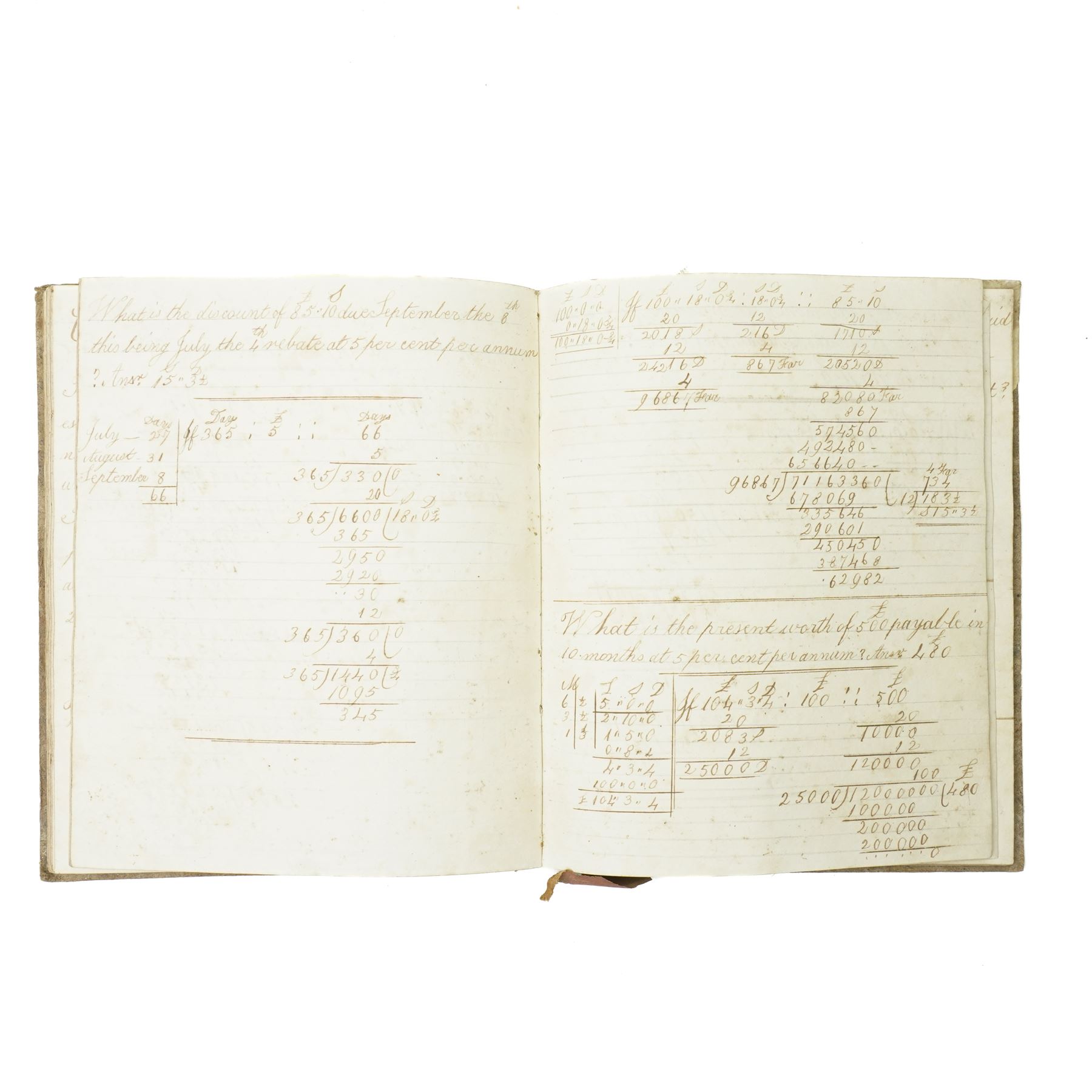 John Robinson - Early 19th century handwritten accounts book , with South Cave connection listing accounts from Mercers, Grocers, Butchers etc followed by various mathematical calculations