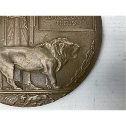 WWI bronze death plaque - John Stuart Phelps