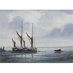 Alan Whitehead (British 1952-): Sailing Vessels at Anchor, pair watercolours signed 15cm x 20cm (2)