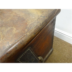Seaman's camphorwood chest with hinged lid and rope handles, on platform base, stamped W.Cooper Hull, W105cm H48cm D41cm