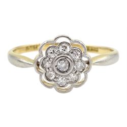 Gold diamond cluster ring, stamped 18ct, markers mark H G & S (probably Henry Griffith & Sons Ltd)