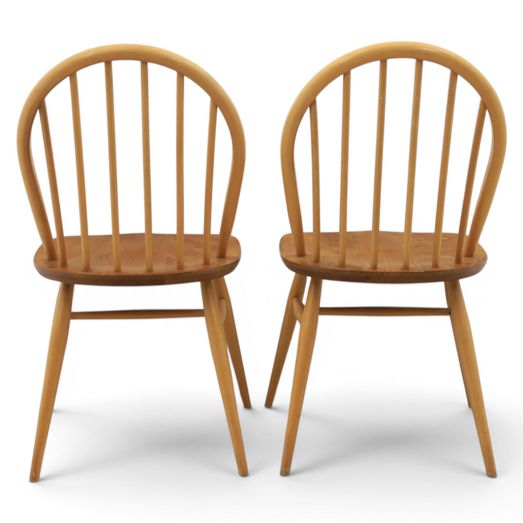Ercol - set of four light elm chairs, comprising two 'Quakers' and two 'Windsor' chairs
