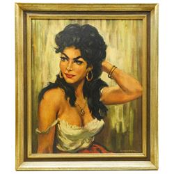 After Torino & H Walter (Mid-20th century): Portrait of a Mediterranean Woman and Romano Gypsy Girl, pair mid-century colour prints 58cm x 48, housed in matching gilt frames, overall 70cm x 60cm (2)