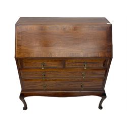 Georgian style mahogany bureau, fitted with fall front above two short and two long drawers