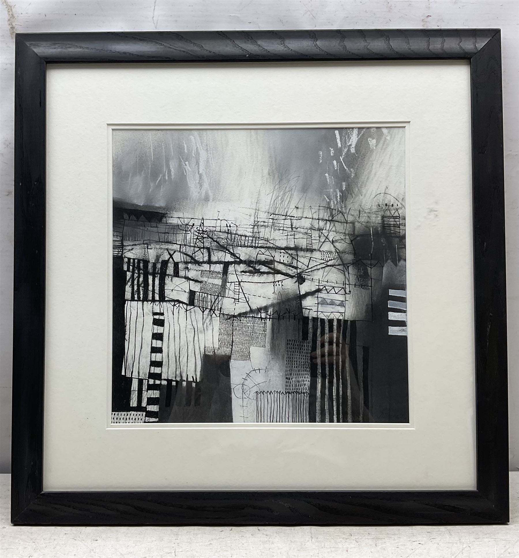 Debbie Loane (Northern British Contemporary): 'A Landscape at Work', mixed media, signed titled and dated 2012 verso 34cm x 34cm 