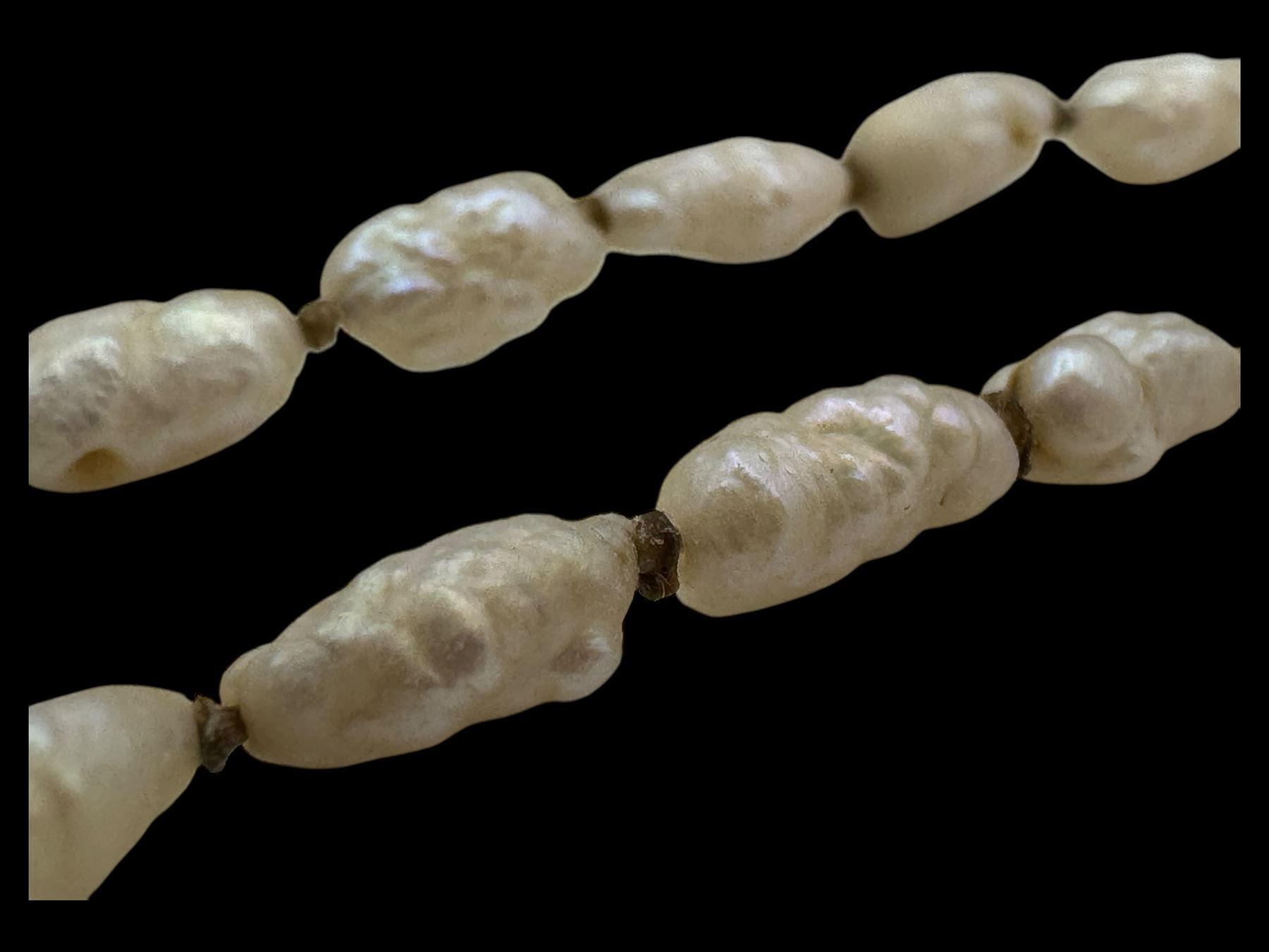 Pair of 9ct gold faux pearl screw back earrings, silver jewellery including brooch, ring and horseshoe charm and a collection of gemstone bead necklaces, two with 9ct gold clasps