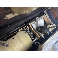 Early 20th century oak cased time recorder, circular Roman dial signed 'Time Recorders Leeds Ltd. Park Lane & Oxford Row Leeds', the glazed door signed 'National Time Recorder Co Ltd. London...'