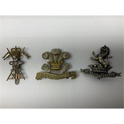 Nine Lancers metal cap badges including 9th, 12th Royals, 24th, 16th Queens and 17th; together with eight various Guards/Dragoons badges (17)
