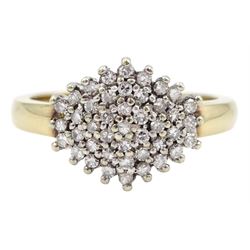 9ct gold diamond chip cluster ring, hallmarked