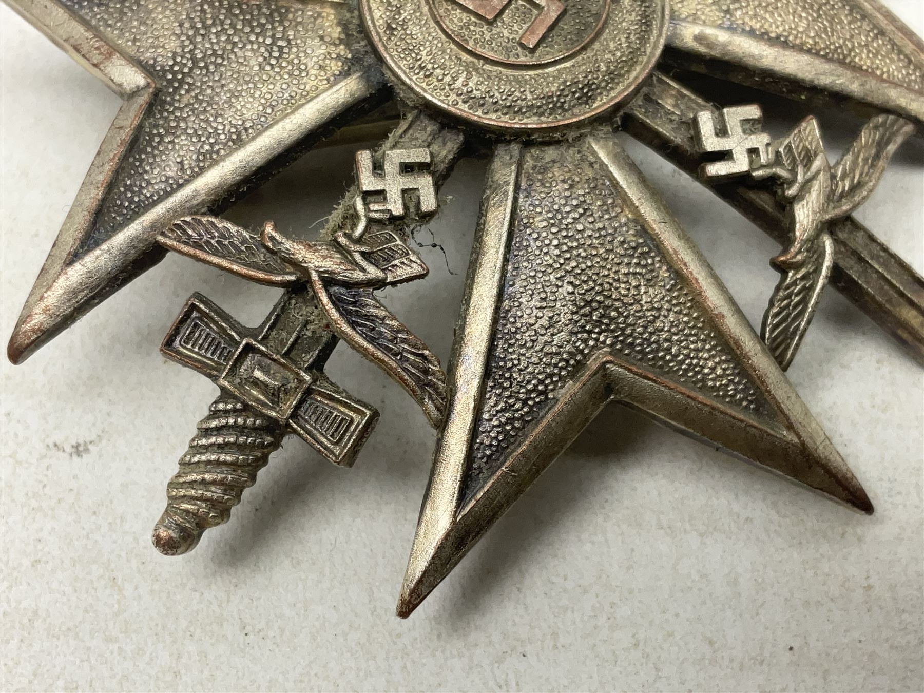 German Spanish Cross with silvered finish; stamped verso L/12; probably a post-WW2 copy