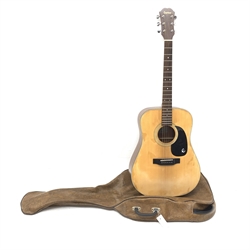 Epiphone Model FR100 acoustic guitar with mahogany back and ribs and spruce top, bears label, serial no.060016, L105cm, in soft carrying case.