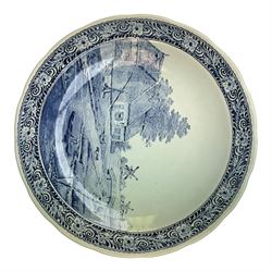 Ten Delft and similar chargers, including Delfts Blauw and Boch examples, largest D40cm