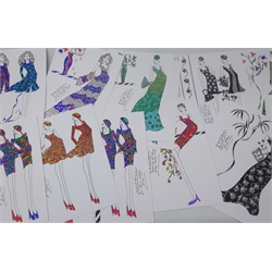 Roz Jennings (British 20th century): Fashion Illustrations, Portfolio of thirty pen and ink sketches signed 30cm x 21cm (30) (unframed) 
Notes: Jennings was an illustrator for Laura Ashley, London in the 1970s