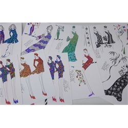 Roz Jennings (British 20th century): Fashion Illustrations, Portfolio of thirty pen and ink sketches signed 30cm x 21cm (30) (unframed) 
Notes: Jennings was an illustrator for Laura Ashley, London in the 1970s