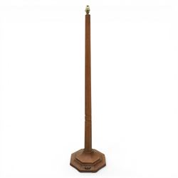 Mouseman - oak standard lamp, with octagonal base and column, with carved mouse by the wor...