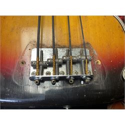 Early 1960s American Fender Precision electric bass guitar with original three-tone sunburst finish and faux tortoiseshell scratch plate; rosewood fretboard; all original fittings including chromium plated bridge and pick-up covers, finger rest, 'pots' and machines, dated on end of neck 5NOV62C, serial no.91625; L115cm overall; in Selmer simulated reptile skin covered carrying case. Sold with non-transferrable CITES A10 licence, certificate no.23GBA10CNKKEB, serial no.441200, dated 30th August 2023. Also included are original 1960s photographs of the band 'The Rascals' and photocopies of newspaper cuttings advertising their forthcoming performances along with a photocopy of a photograph of their television appearance on 'Opportunity Knocks' in 1967/8 (coming second to Mary Hopkins). In addition there is a reel-to-reel tape recording and USB stick of the band playing and two sheets of biographical information. Auctioneer's Note: The guitar was ordered by Trevor Parker from Pat Cornell's Music Shop, Spring Bank, Hull and imported from the USA in 1962, well before it was available in the UK. Trevor was the bass guitarist of The Rascals from Hull, later The Ides of March, who supported artists such as Elton John on the Hull circuit. Trevor played the guitar extensively until 1969 when The Rascals disbanded, he got married to Maureen and settled down to family life. Trevor sadly passed away in 2017, and after being in store for fifty-four years his widow has decided it is time for his guitar to be sold.