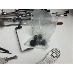 Rockburn eight-piece black drum kit with bass drum, floor tom and five other toms and snare drum; together with two other snare drums; Haosen bass drum; four cymbals; various stands, foot pedals, stool, tri-angle, drum sticks etc