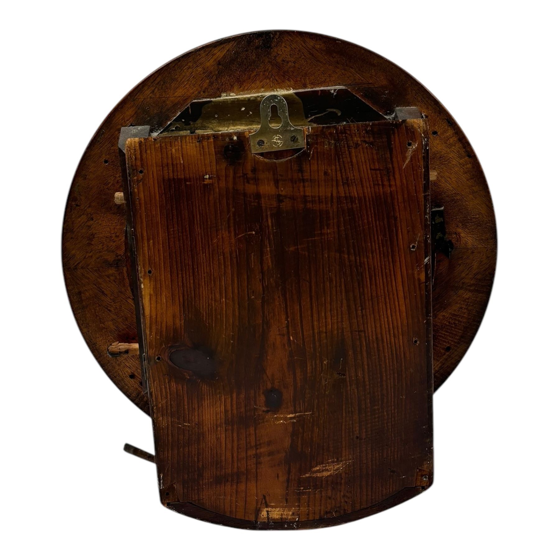 English - Early 20th century 8-day oak cased wall clock c1920, with a spun bezel and 12