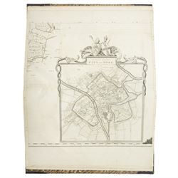 Thomas Jeffreys (British Geographer to King George c.1710-1771): 'Maps of the County of York 1771', complete folio atlas containing twenty double-page engraved maps of Yorkshire with decorative cartouches and vignettes, bound in marbled boards with leather spine 61cm x 41cm