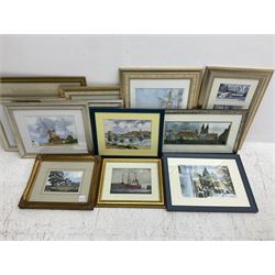 Pictures and prints including watercolours, Jack Rigg prints etc, in one box