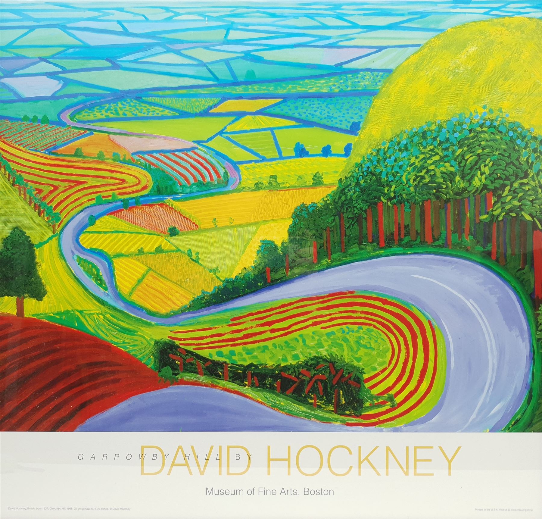 After David Hockney (British 1937-): 'Garrowby Hill', Museum of Fine Arts Boston exhibition poster 60cm x 63cm