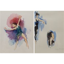 Lesley Fotherby (British 1946-): 'Cath Stretching and Bending' and 'Morgan - Study I', two watercolours signed, titled verso on gallery labels 27cm x 19cm and 25cm x 20cm (2)
Provenance: purchased by the vendor from Chris Beetles, London